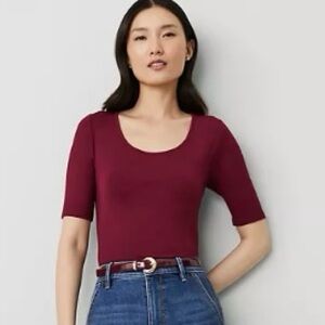 Ann Taylor Classic Rich Mulberry Scoop Neck top